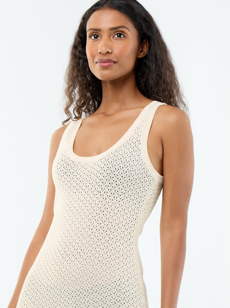 Abito lungo da spiaggia in maglia crochet Beige - Kiabi