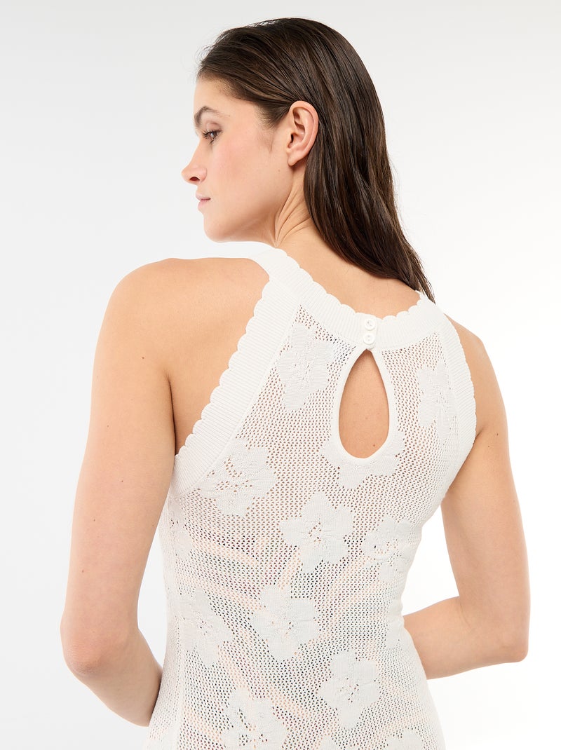 Abito lungo da spiaggia in maglia crochet Bianco - Kiabi