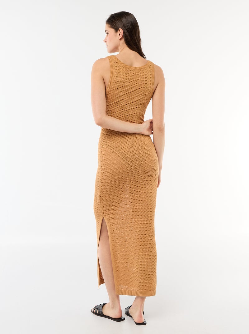 Abito lungo da spiaggia in maglia crochet Marrone - Kiabi