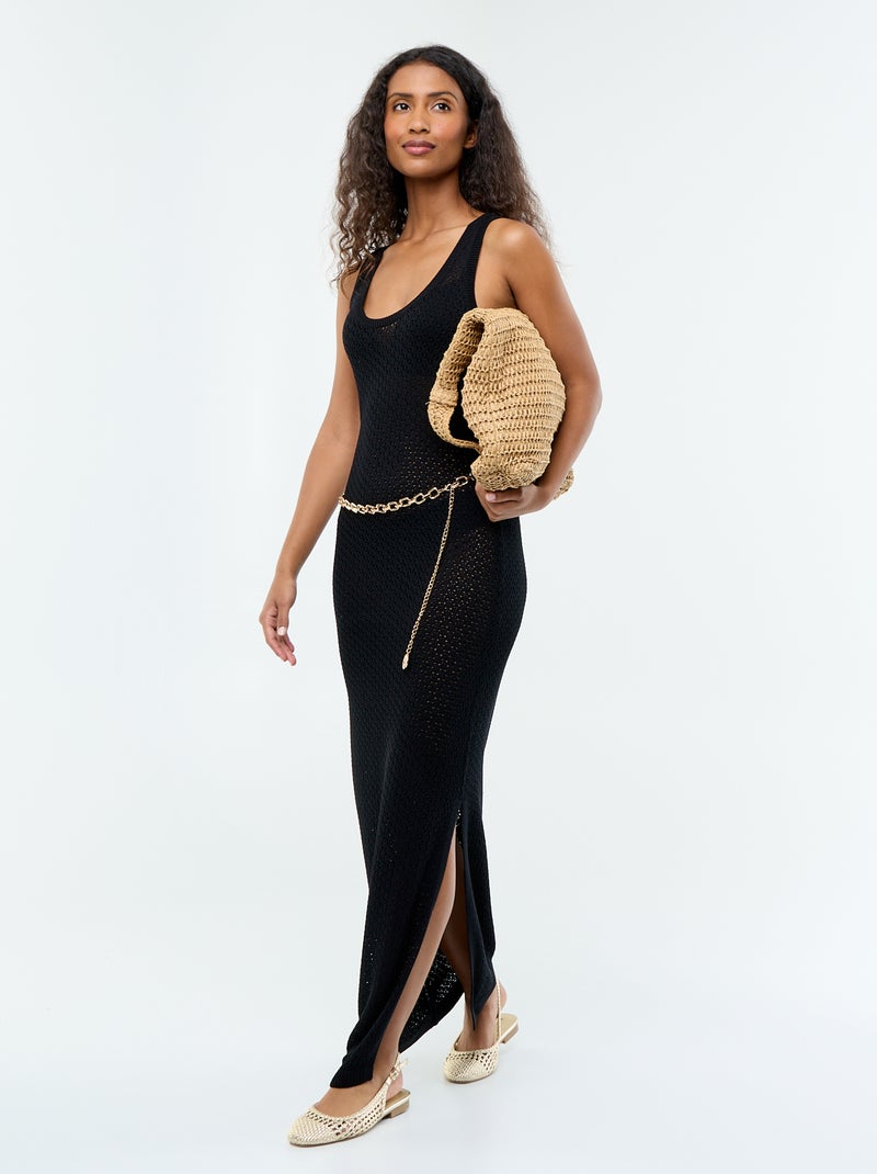 Abito lungo da spiaggia in maglia crochet Nero - Kiabi