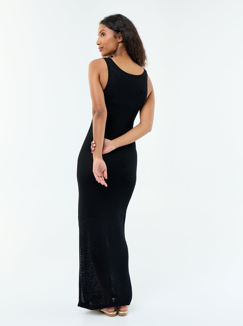 Abito lungo da spiaggia in maglia crochet Nero - Kiabi