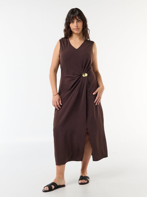 Abito lungo drappeggiato con dettaglio gioiello - Kiabi