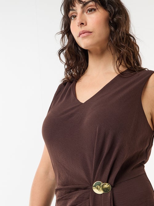 Abito lungo drappeggiato con dettaglio gioiello - Kiabi