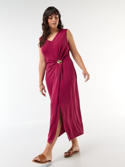 Abito lungo drappeggiato con dettaglio gioiello - Kiabi