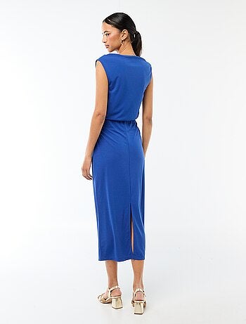 Abito lungo drappeggiato con scollo a cascata