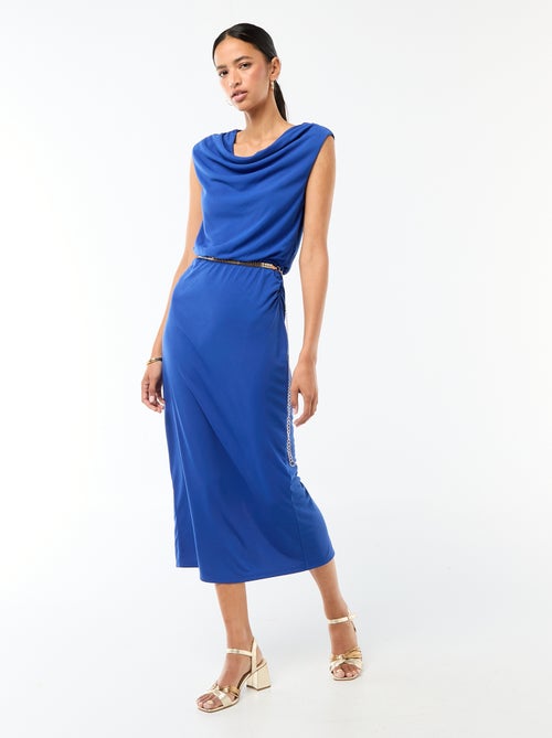 Abito lungo drappeggiato con scollo a cascata - Kiabi