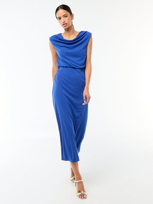 Abito lungo drappeggiato con scollo a cascata - Kiabi