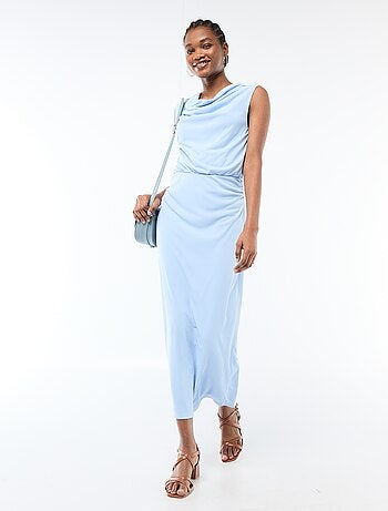 Abito lungo drappeggiato con scollo a cascata