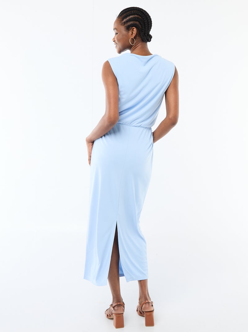 Abito lungo drappeggiato con scollo a cascata Blu - Kiabi