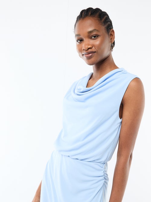 Abito lungo drappeggiato con scollo a cascata - Kiabi