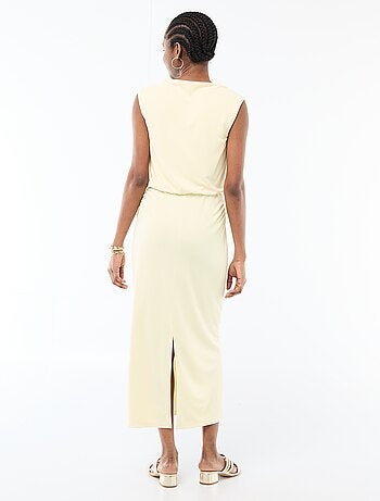 Abito lungo drappeggiato con scollo a cascata