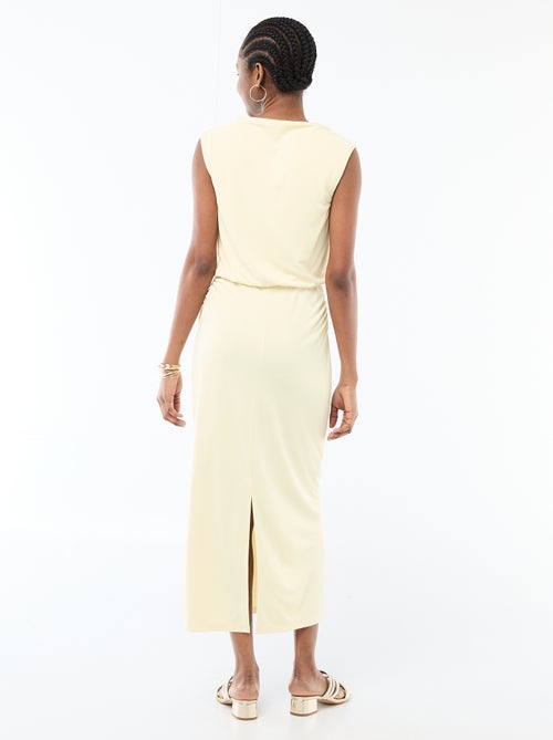 Abito lungo drappeggiato con scollo a cascata - Kiabi