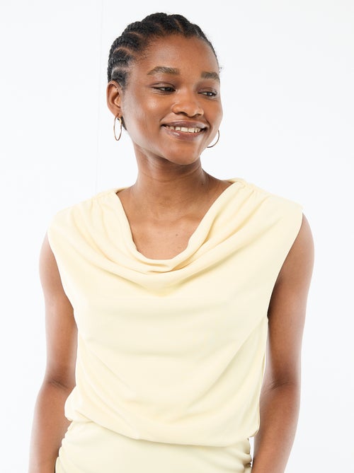 Abito lungo drappeggiato con scollo a cascata - Kiabi