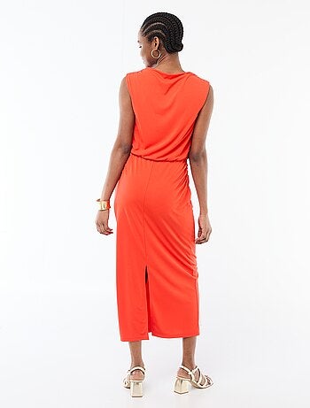 Abito lungo drappeggiato con scollo a cascata