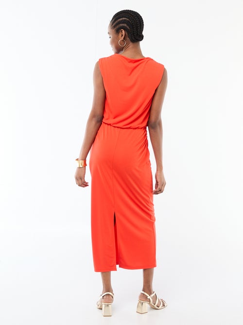 Abito lungo drappeggiato con scollo a cascata - Kiabi