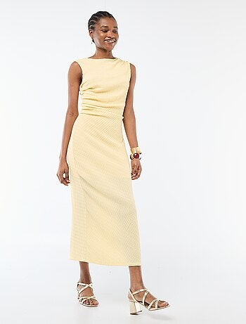 Abito lungo drappeggiato e goffrato