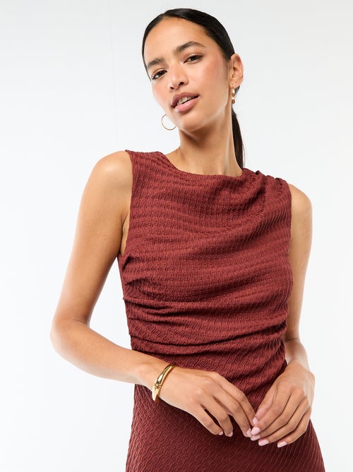 Abito lungo drappeggiato e goffrato - Kiabi