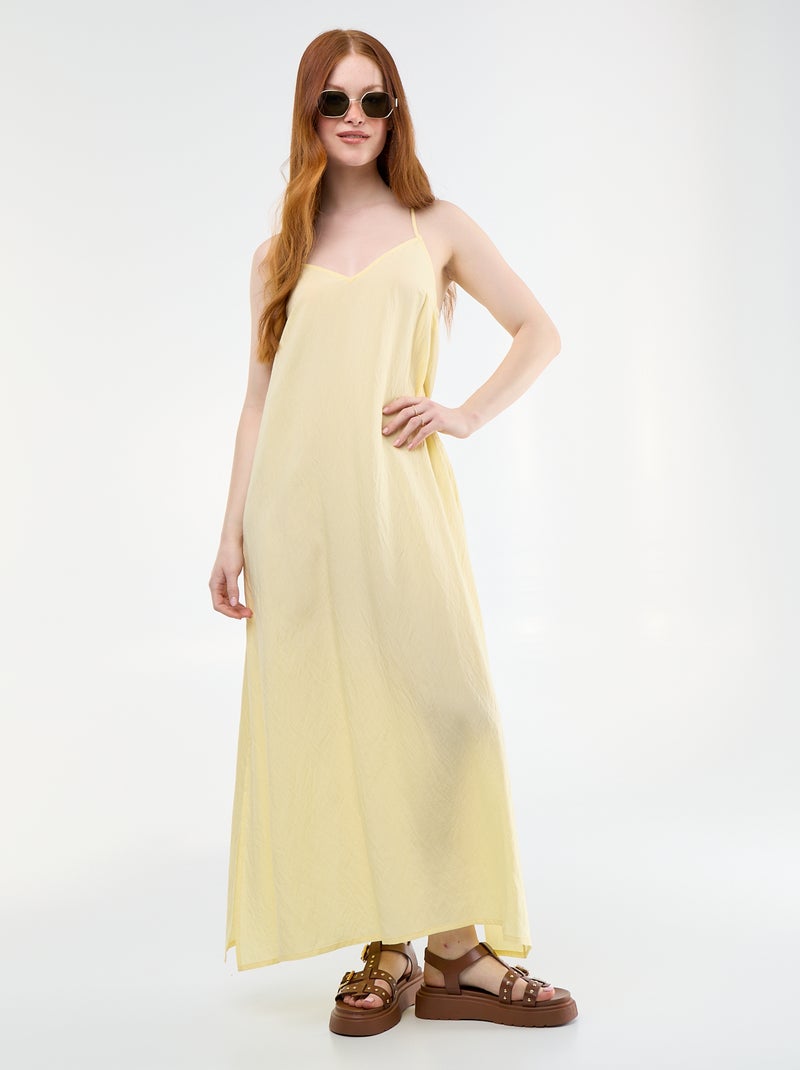 Abito lungo fluido Giallo - Kiabi