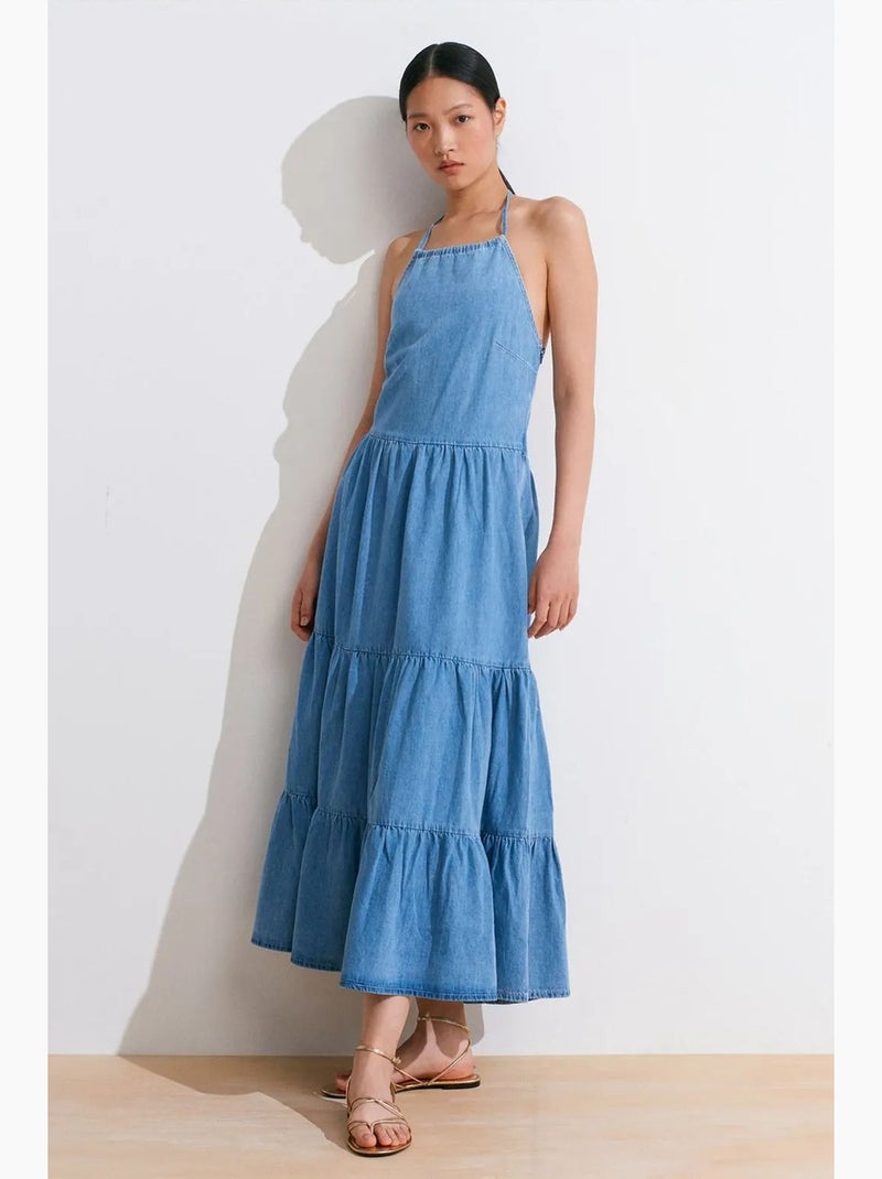 Abito lungo in denim dilvin Blu zaffiro - Kiabi