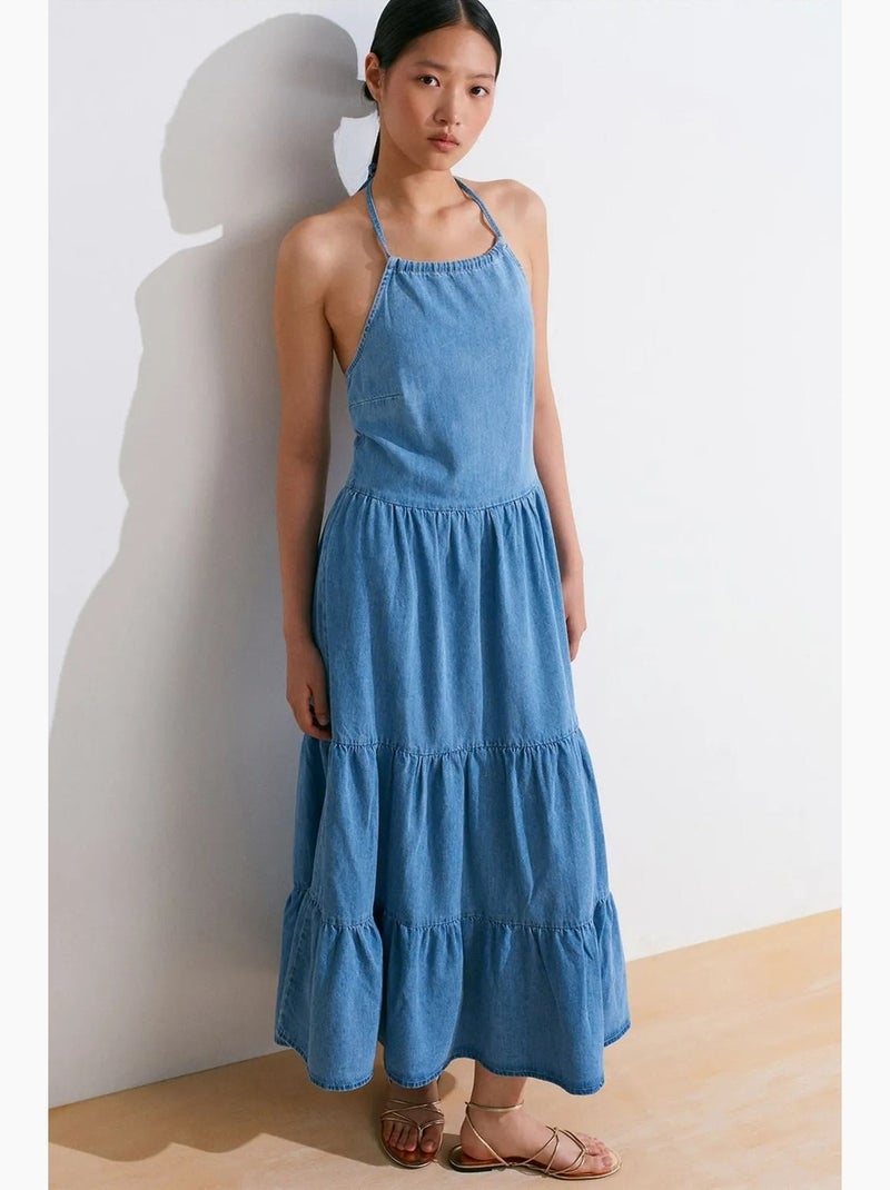 Abito lungo in denim dilvin Blu zaffiro - Kiabi