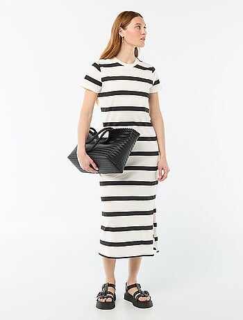 Abito lungo in jersey a maniche corte