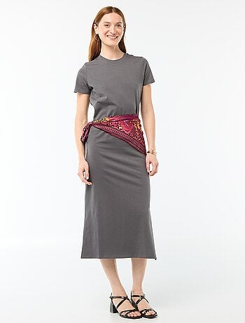 Abito lungo in jersey a maniche corte