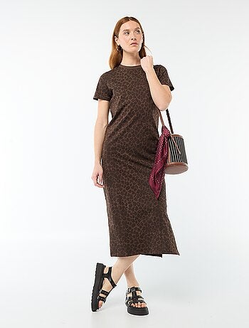 Abito lungo in jersey a maniche corte