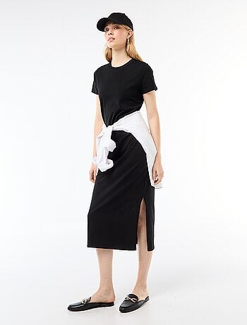 Abito lungo in jersey a maniche corte