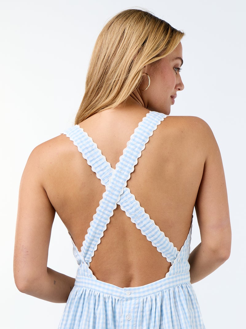 Abito lungo in maglia a nido d'ape con spalline incrociate Blu - Kiabi