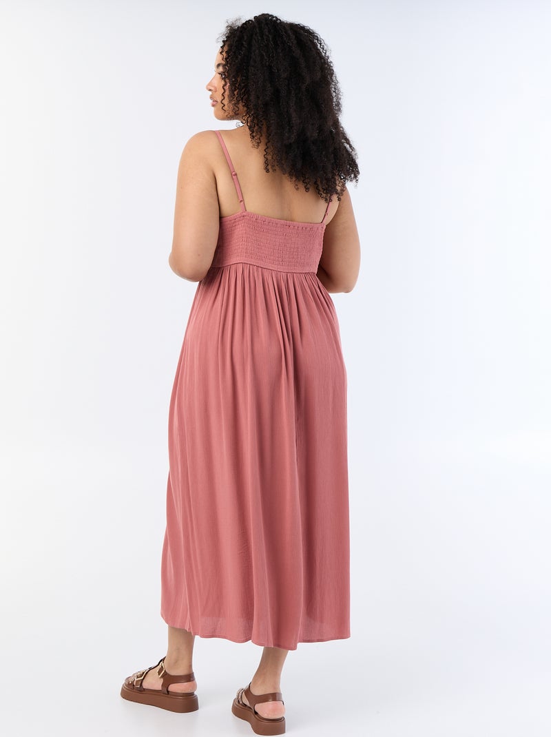 Abito lungo in maglia crêpe con spalline sottili Rosa - Kiabi