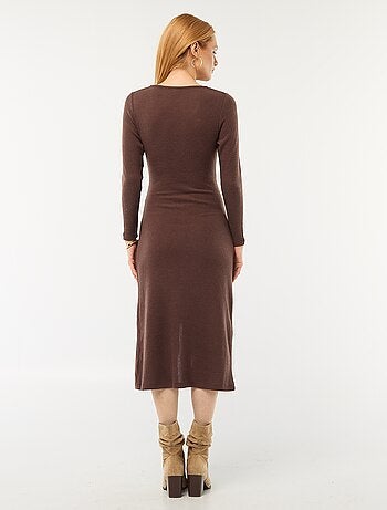 Abito lungo in maglia morbida tinta unita