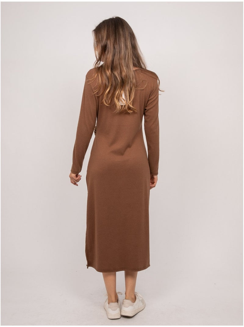 Abito lungo in maglia morbida drappeggiato ilarisse Marrone - Kiabi