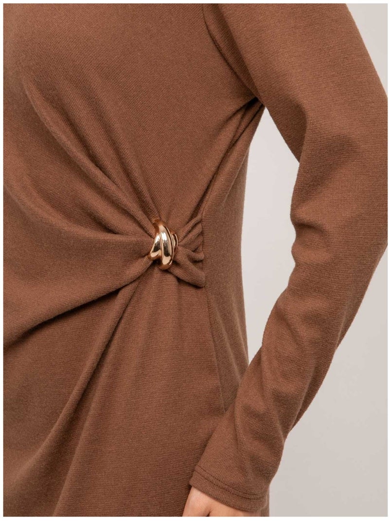 Abito lungo in maglia morbida drappeggiato ilarisse Marrone - Kiabi