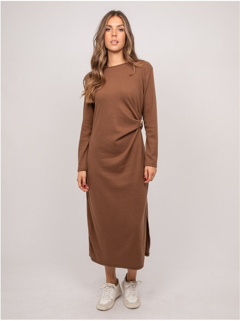Abito lungo in maglia morbida drappeggiato ilarisse Marrone - Kiabi