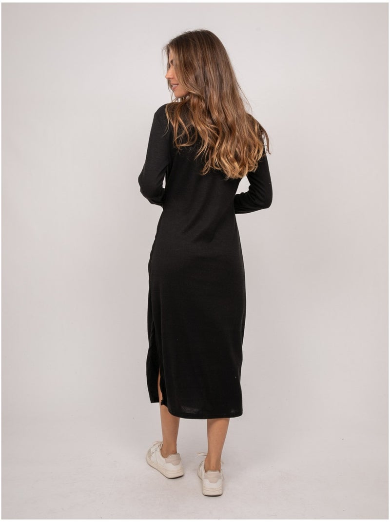 Abito lungo in maglia morbida drappeggiato ilarisse Nero - Kiabi