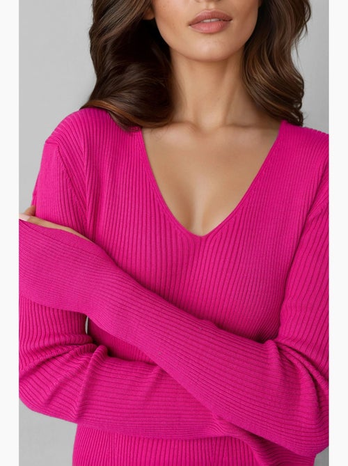 Abito lungo in maglia testurizzata con scollo a v e spacco my fashion - Kiabi Abito lungo in maglia testurizzata con scollo a v e spacco my fashion - Kiabi