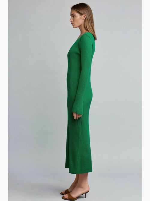 Abito lungo in maglia testurizzata con scollo a v e spacco my fashion - Kiabi