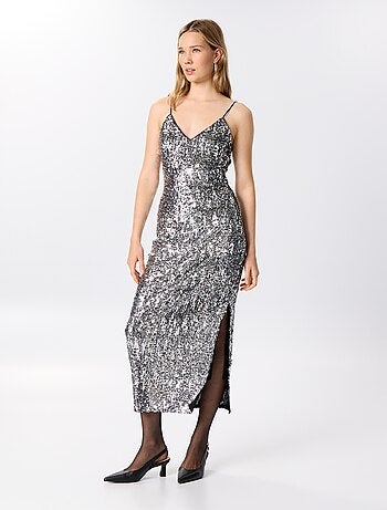 Abito lungo in paillettes