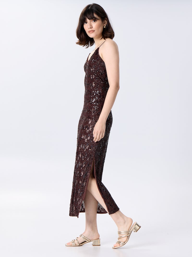 Abito lungo in paillettes Marrone - Kiabi