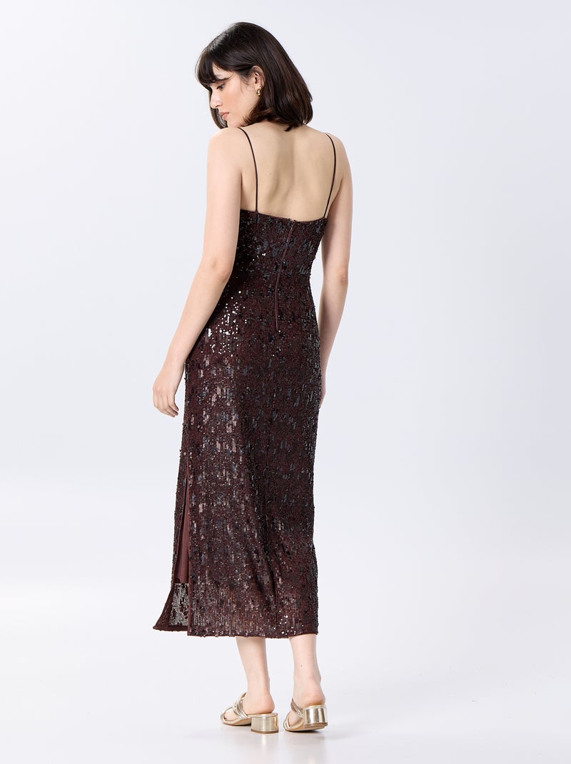 Abito lungo in paillettes Marrone - Kiabi