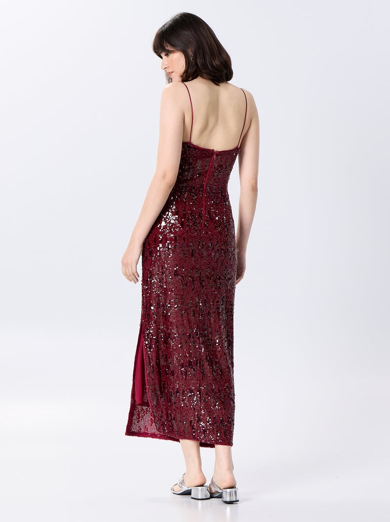 Abito lungo in paillettes Rosso - Kiabi
