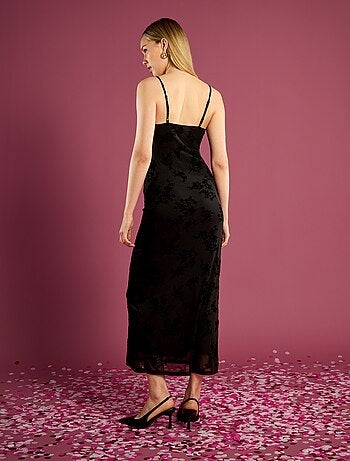 Abito lungo in pizzo con motivo floreale