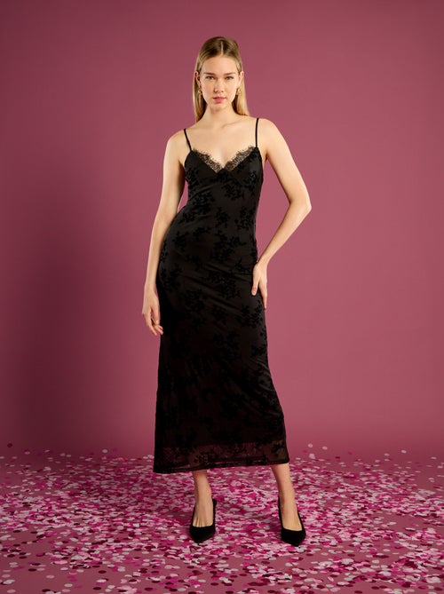 Abito lungo in pizzo con motivo floreale - Kiabi