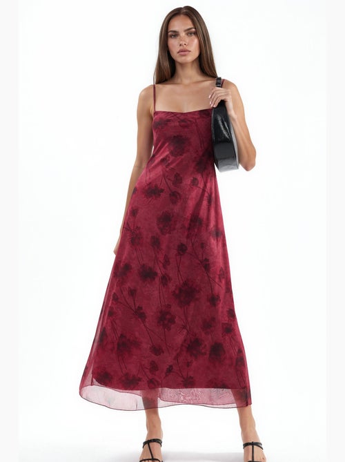 Abito lungo in tulle floreale con spalline hiccup - Kiabi Abito lungo in tulle floreale con spalline hiccup - Kiabi