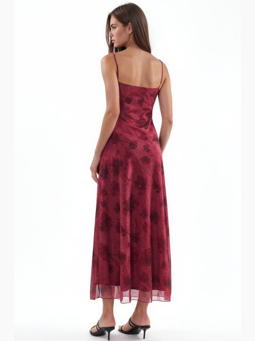Abito lungo in tulle floreale con spalline hiccup - Kiabi Abito lungo in tulle floreale con spalline hiccup - Kiabi