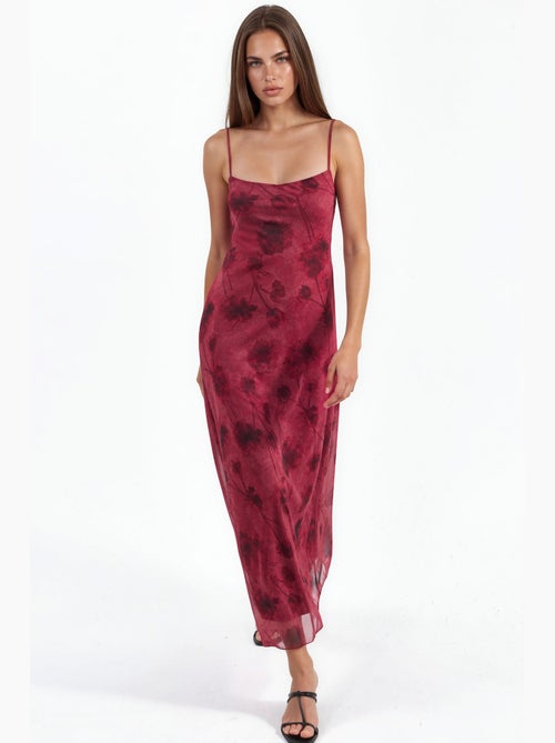 Abito lungo in tulle floreale con spalline hiccup - Kiabi Abito lungo in tulle floreale con spalline hiccup - Kiabi