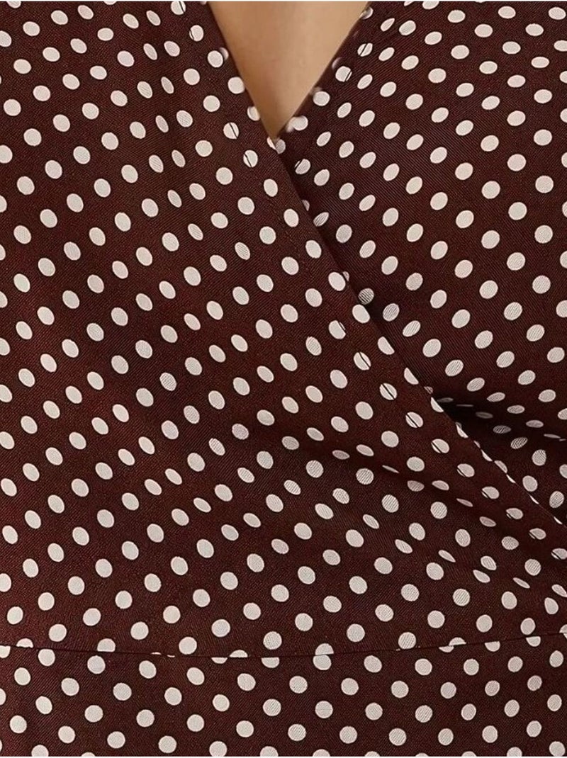 Abito lungo in viscosa stampata con scollo a v hiccup Rosso bordeaux - Kiabi