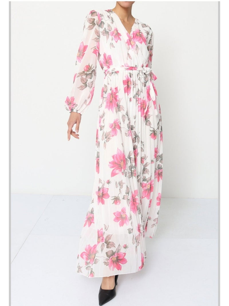 Abito lungo Kebello Bianco Rosa - Kiabi