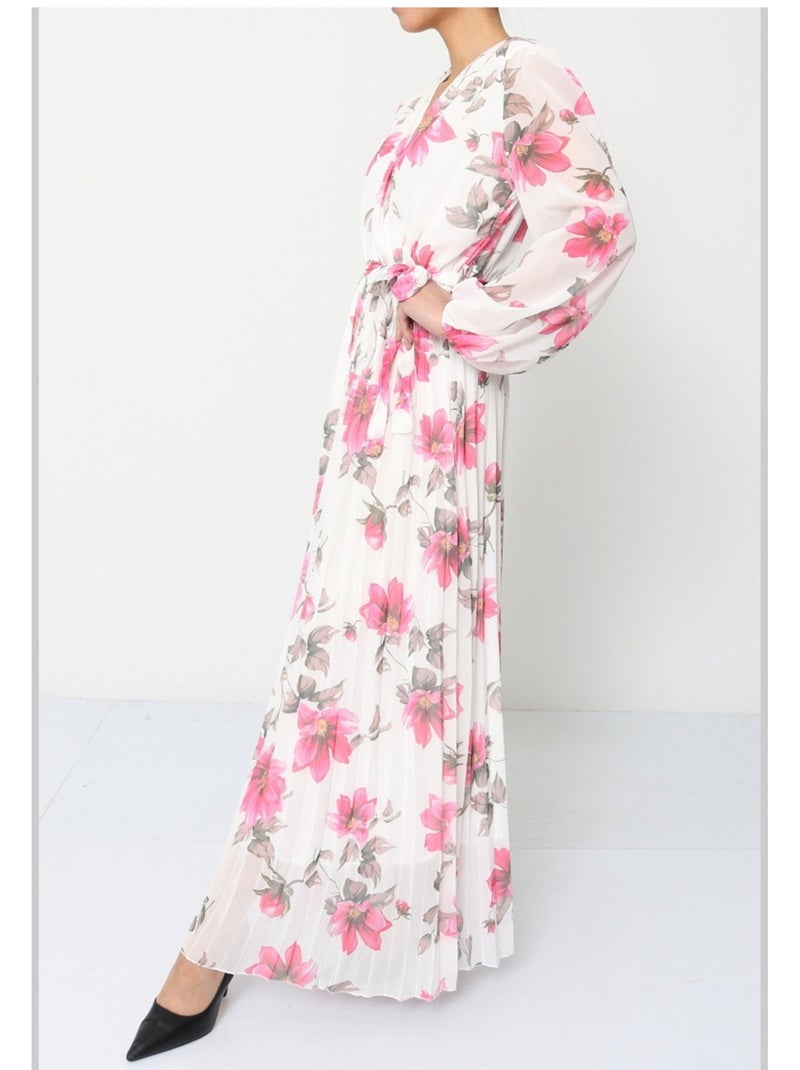Abito lungo Kebello Bianco Rosa - Kiabi