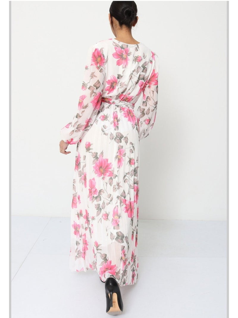 Abito lungo Kebello Bianco Rosa - Kiabi
